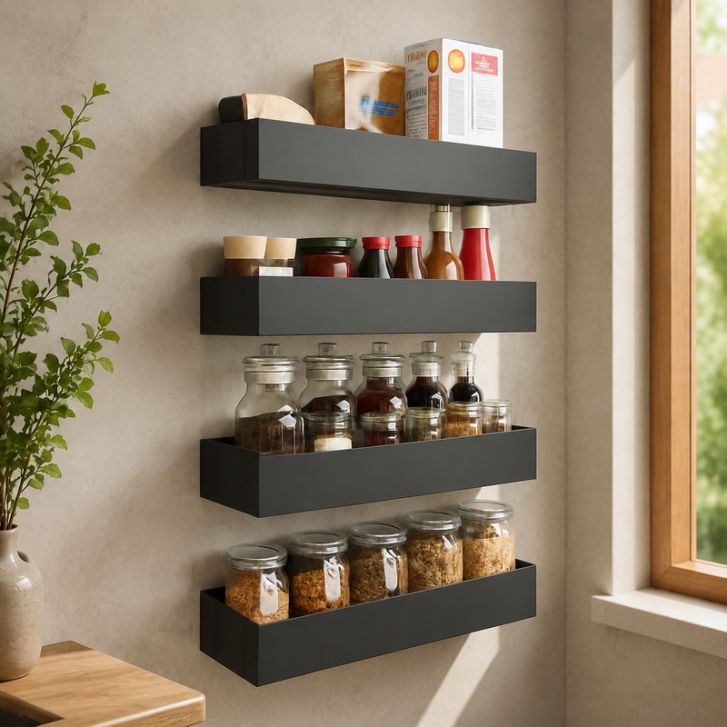 Commercial Kitchen Shelving - Buzdolabı Yanı Depolama için Manyetik Siyah