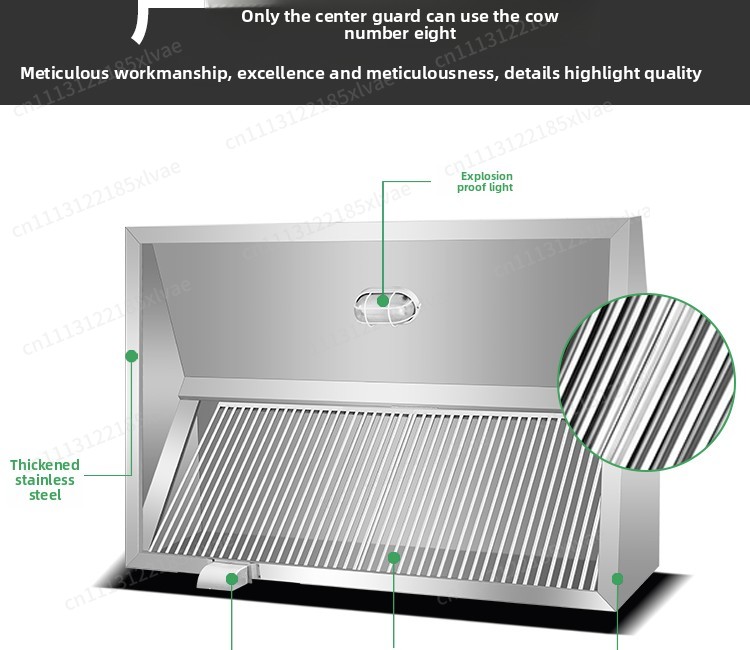 Kalınlaştırılmış Paslanmaz Çel - Commercial Kitchen Range Hood incelemesi ve fiyatı